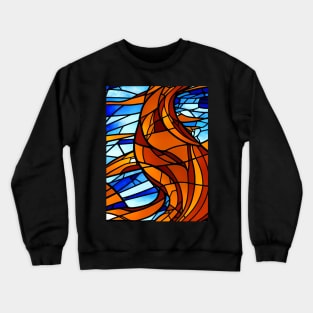 Stained Glass Design Pattern, Blue and Orange color scheme Crewneck Sweatshirt